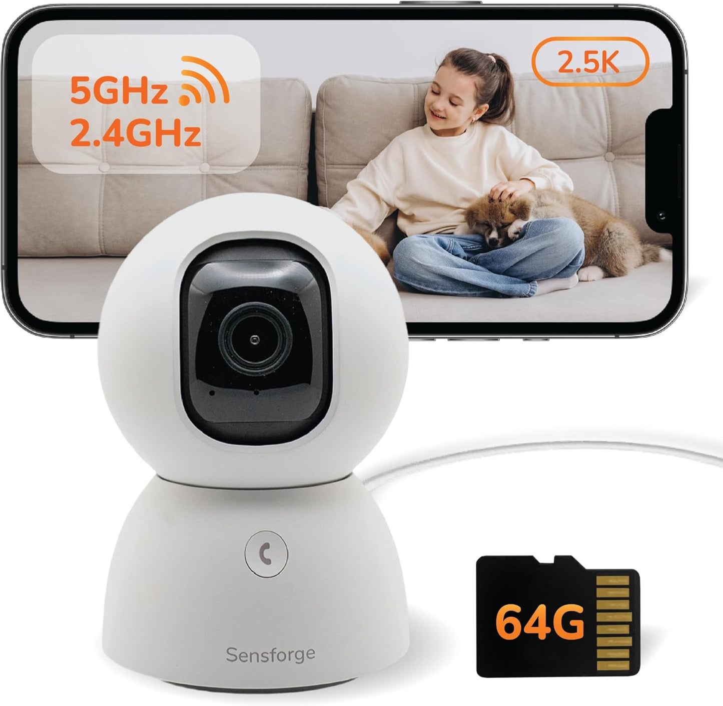 Sensforge Indoor Pan-Tilt Security Camera with 2.5K Video Quality