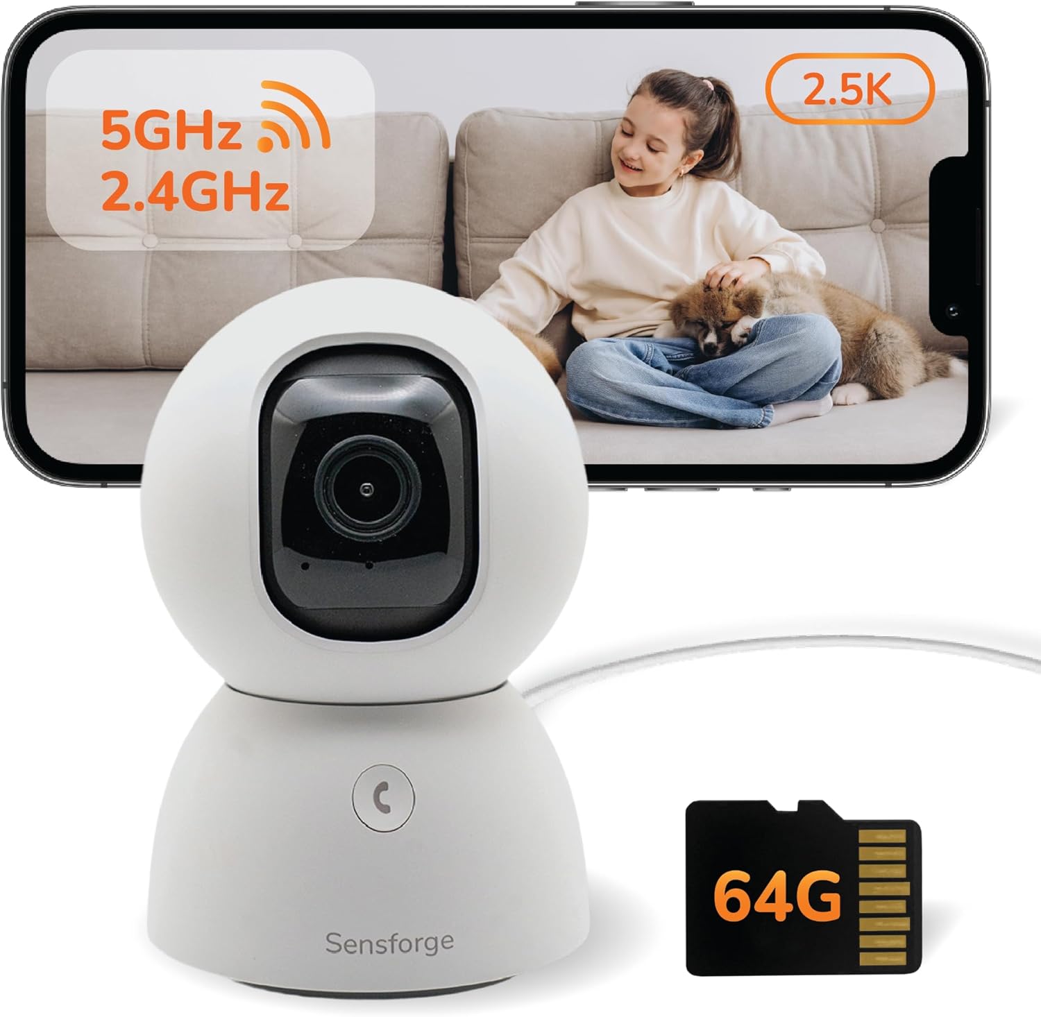 Sensforge Indoor Pan-Tilt Security Camera with 2.5K Video Quality