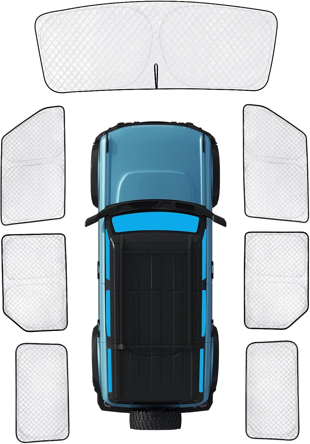 KMF 7pcs Full Window Sun Shade for Ford Bronco 4Door 2021-2025