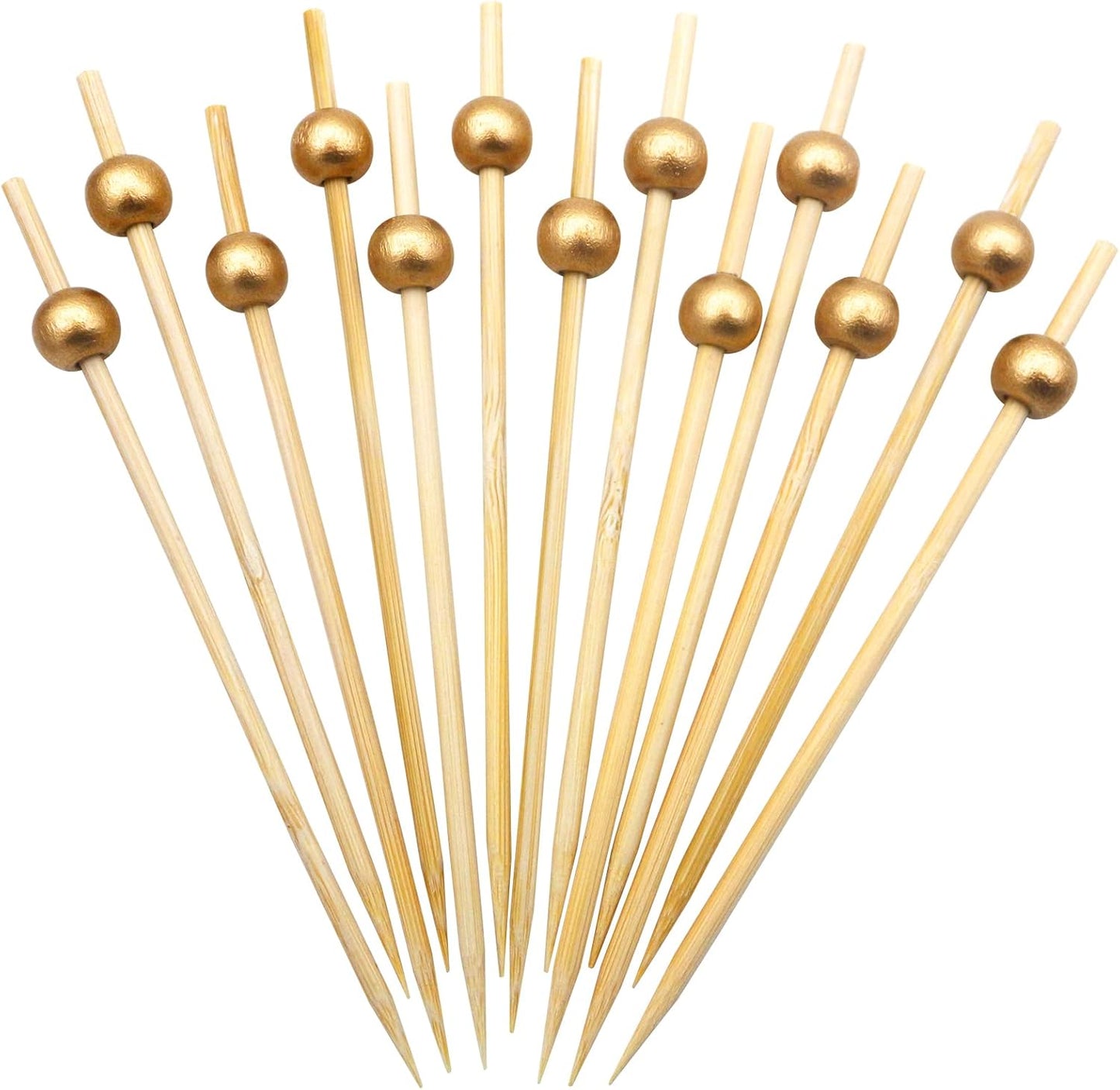 Gold Pearl Cocktail Picks 200 PCS - Food Decor Essential