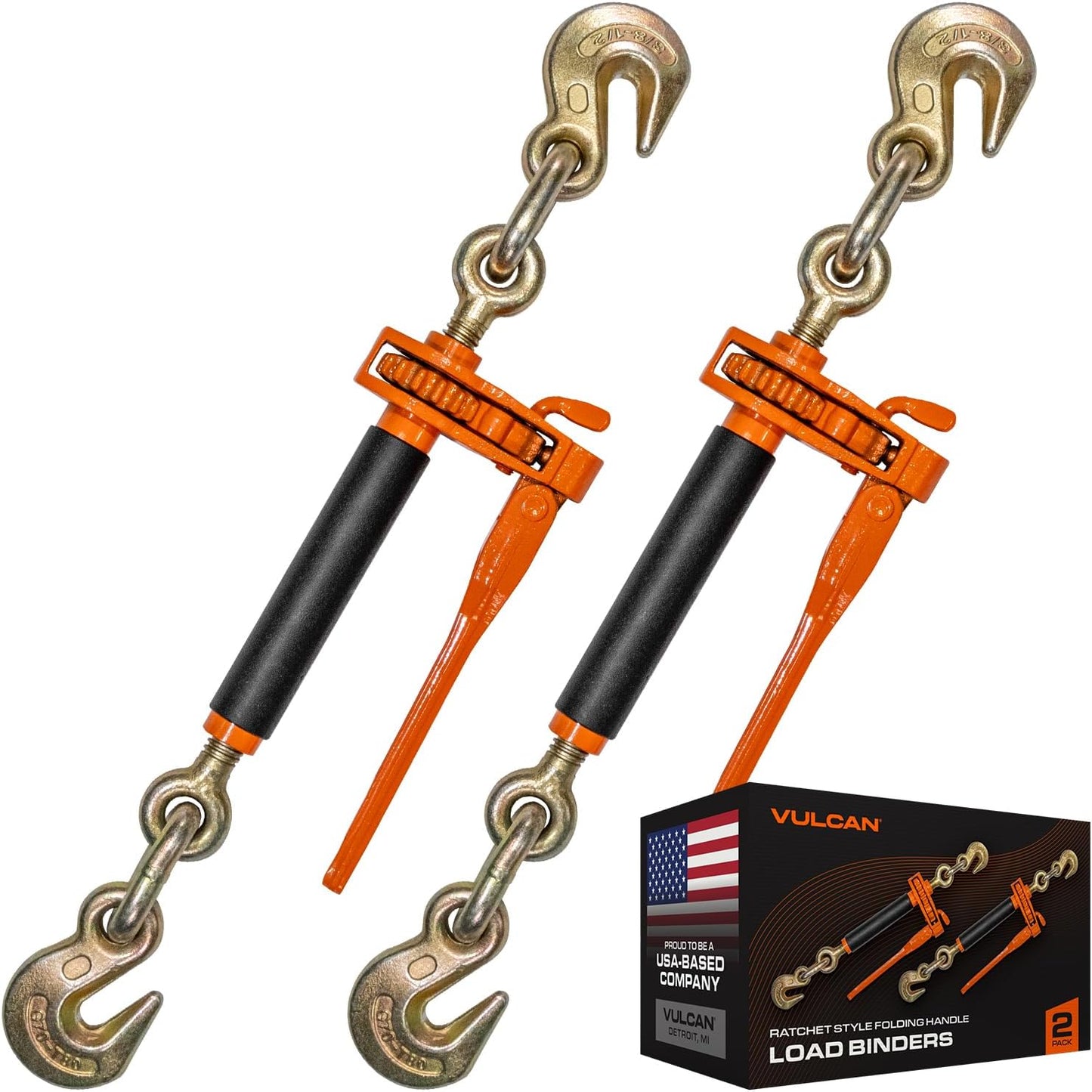 VULCAN Folding Handle Load Binder with Grab Hooks - 12000 lbs