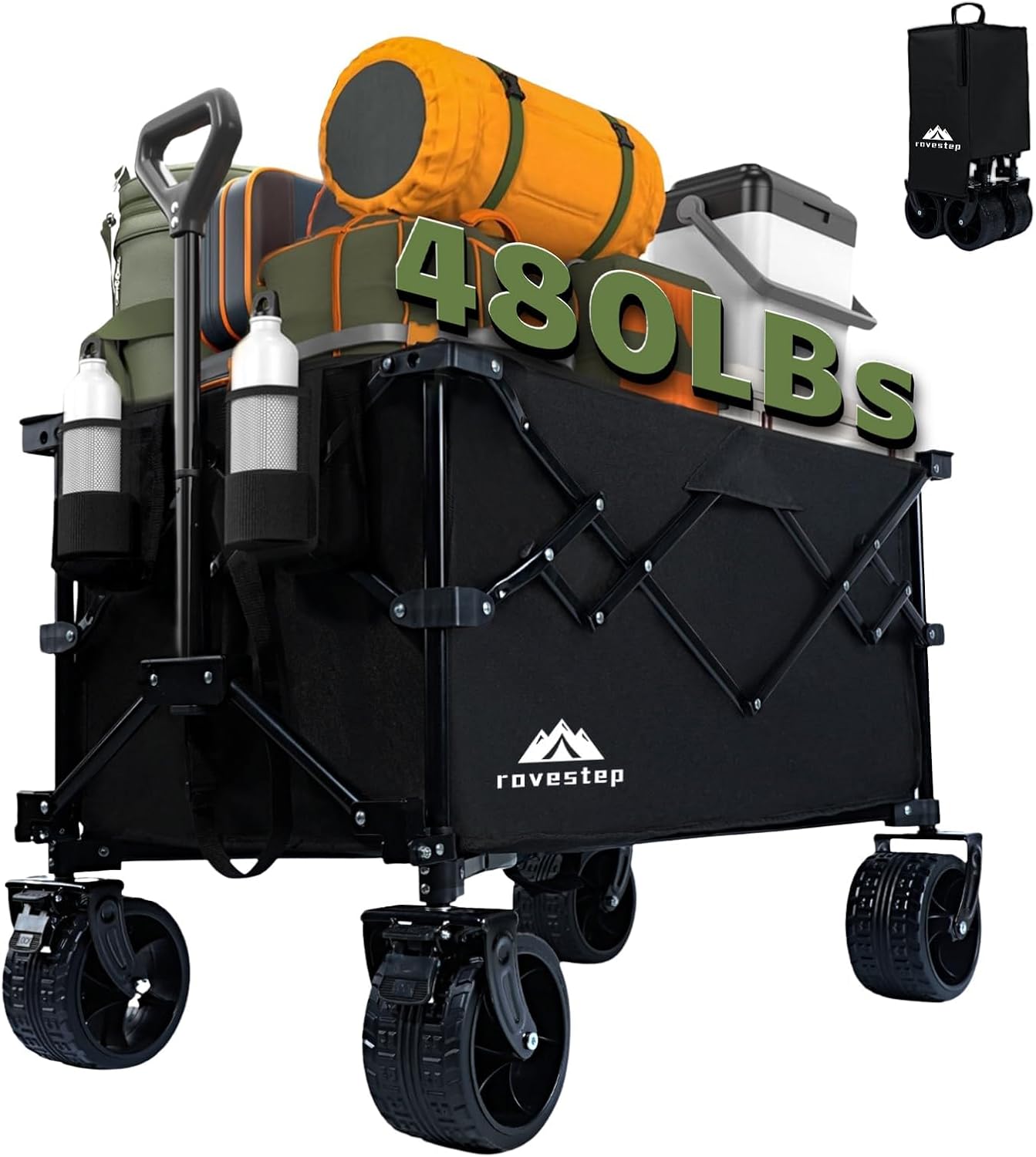 Heavy Duty Folding Wagon - 200L Capacity, 480 lbs Load - RoveStep