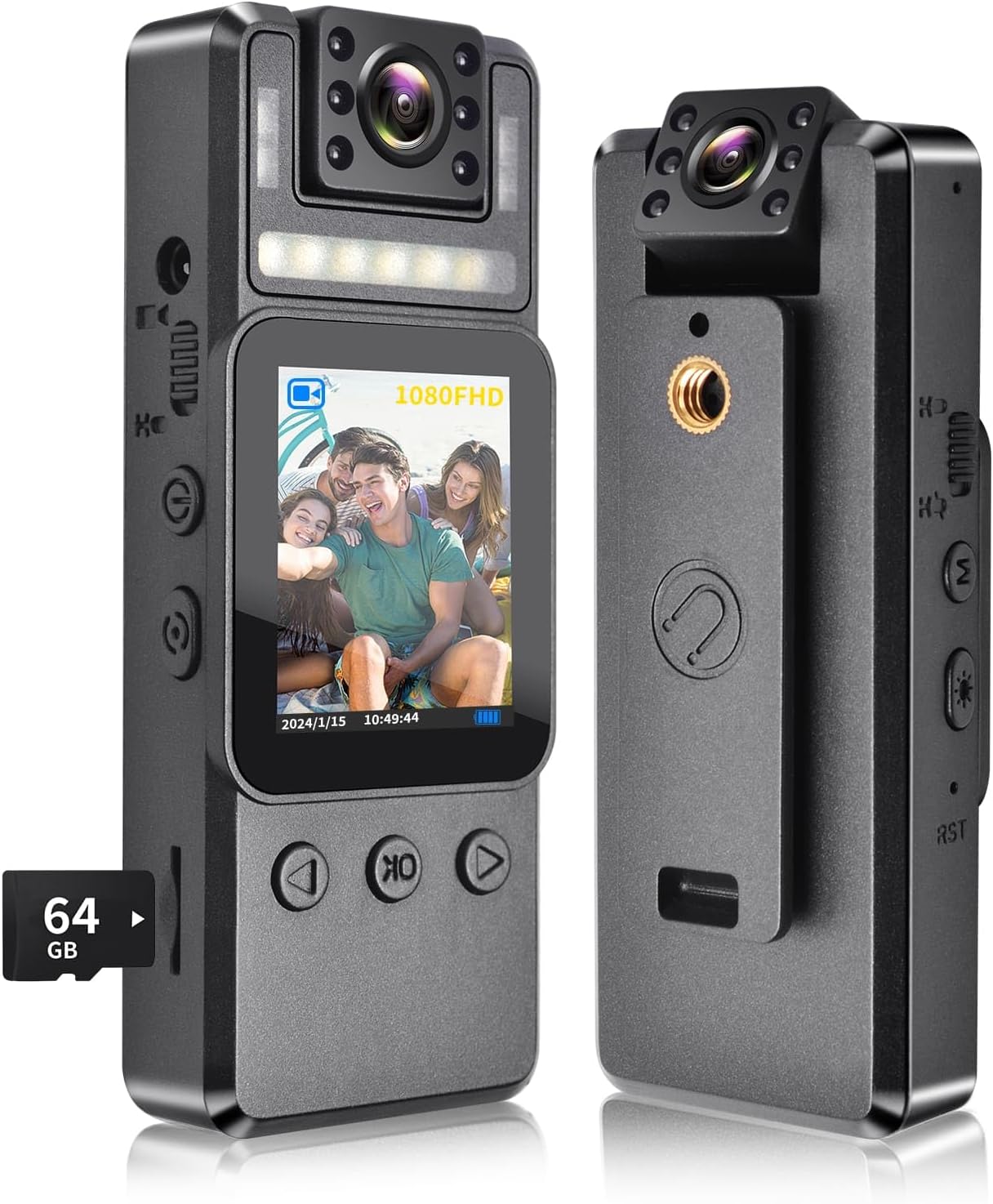 PARKVISION 1080P WiFi Body Camera - IR Night Vision, 64GB,8HR Battery