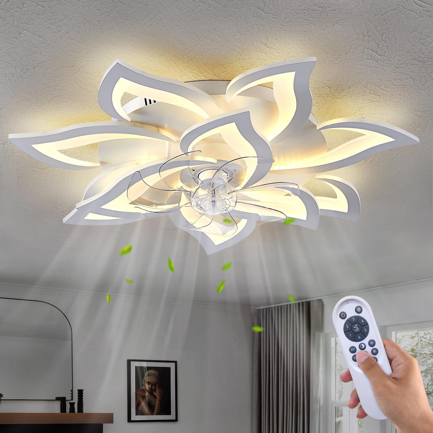 32 Inch Modern Ceiling Fan with Light and Remote Control