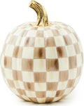 Small Pumpkin Resin Halloween Home Decor - Mocha Check Accent