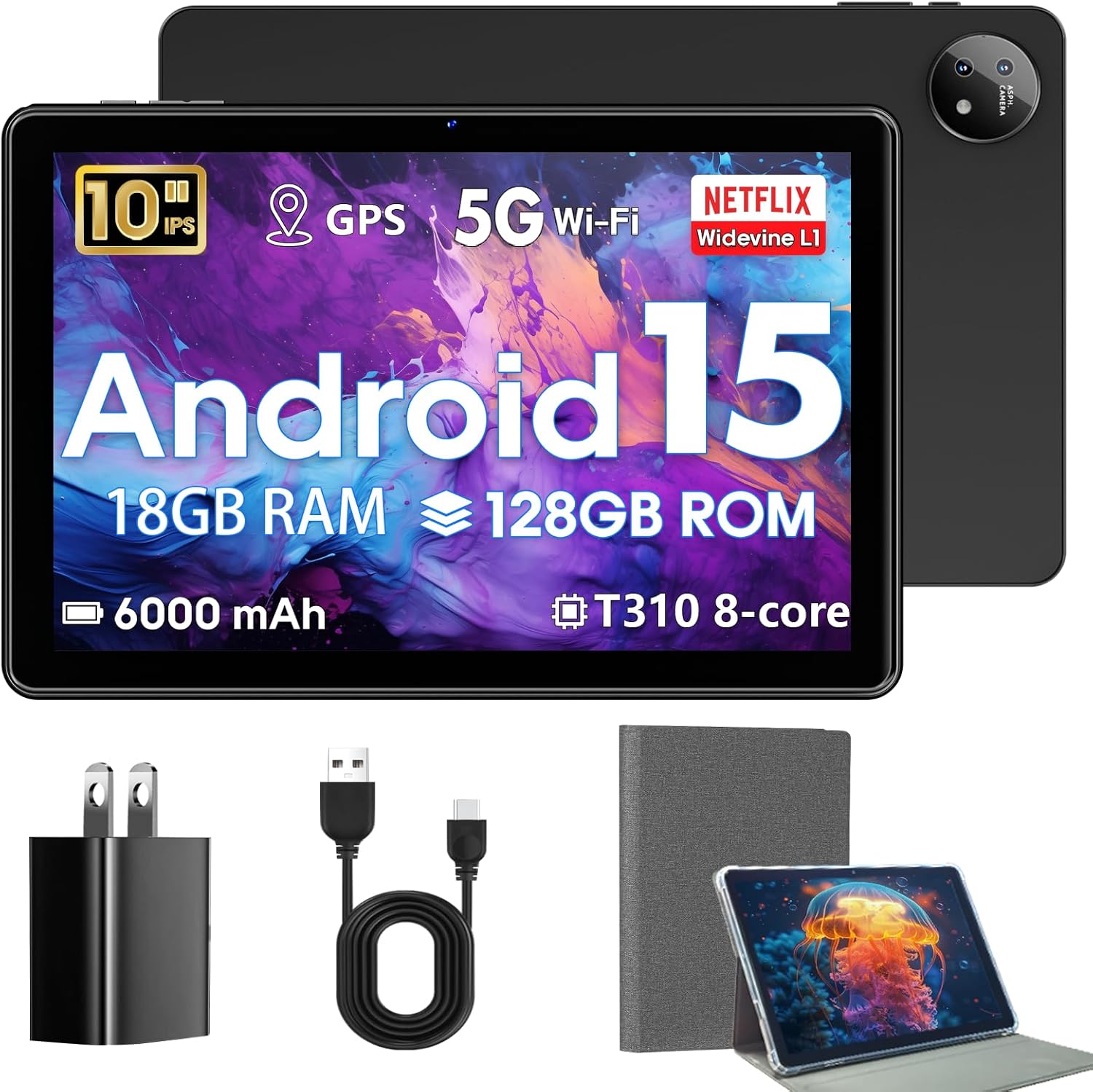 10 Inch Android 15 Tablet with High Performance and Case