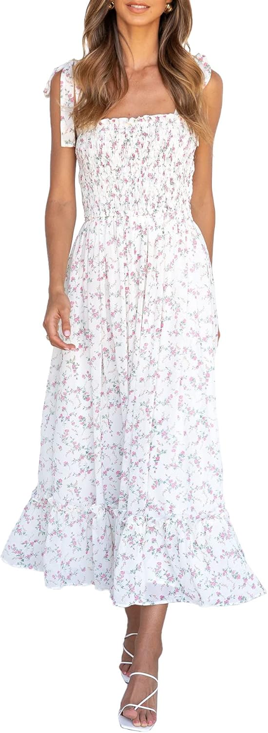 Imily Bela Womens Summer Floral Dress for Beach and Parties