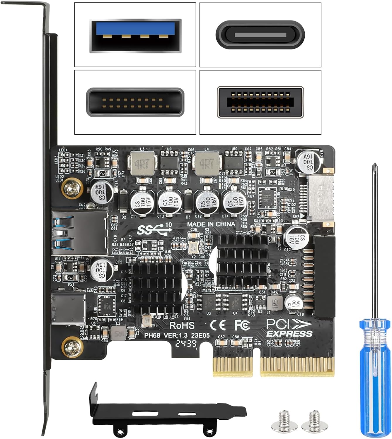 PCIe to USB C 3.2 Gen 2 Expansion Card for Fast Data Transfer
