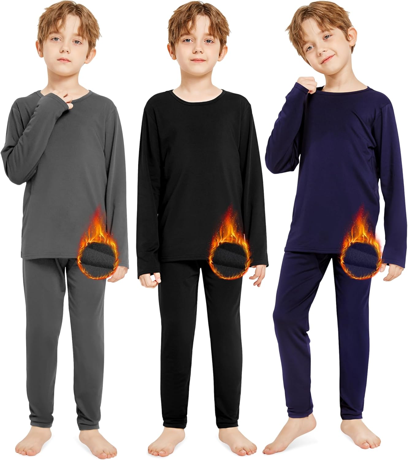 Resinta Kids Boys Thermal Underwear Set for Cold Winter Days
