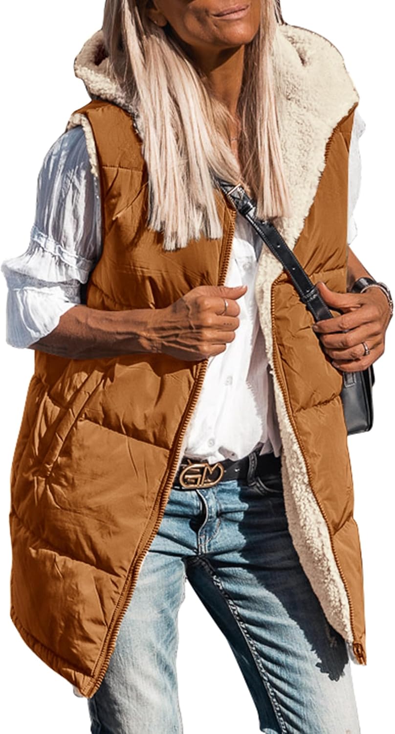 PRETTYGARDEN Womens Reversible Vests for Cozy Fall Style