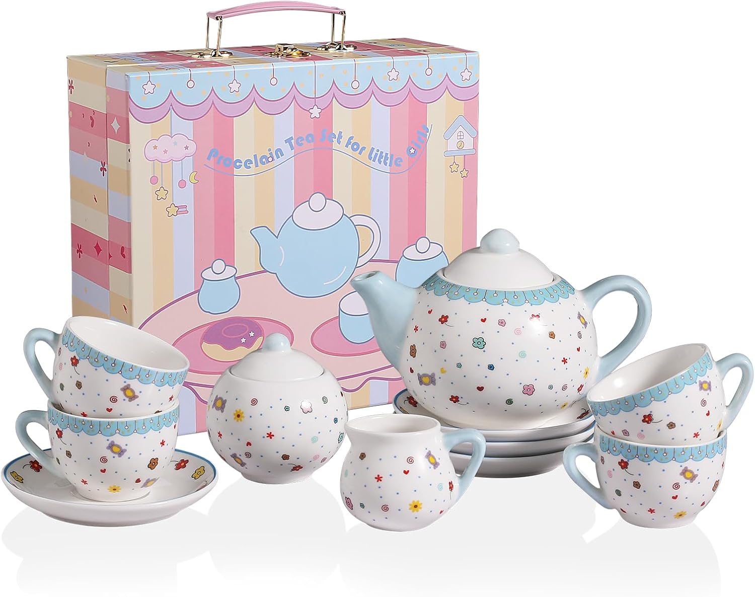 Sweejar Porcelain Tea Set for Little Girls - Perfect for Playtime