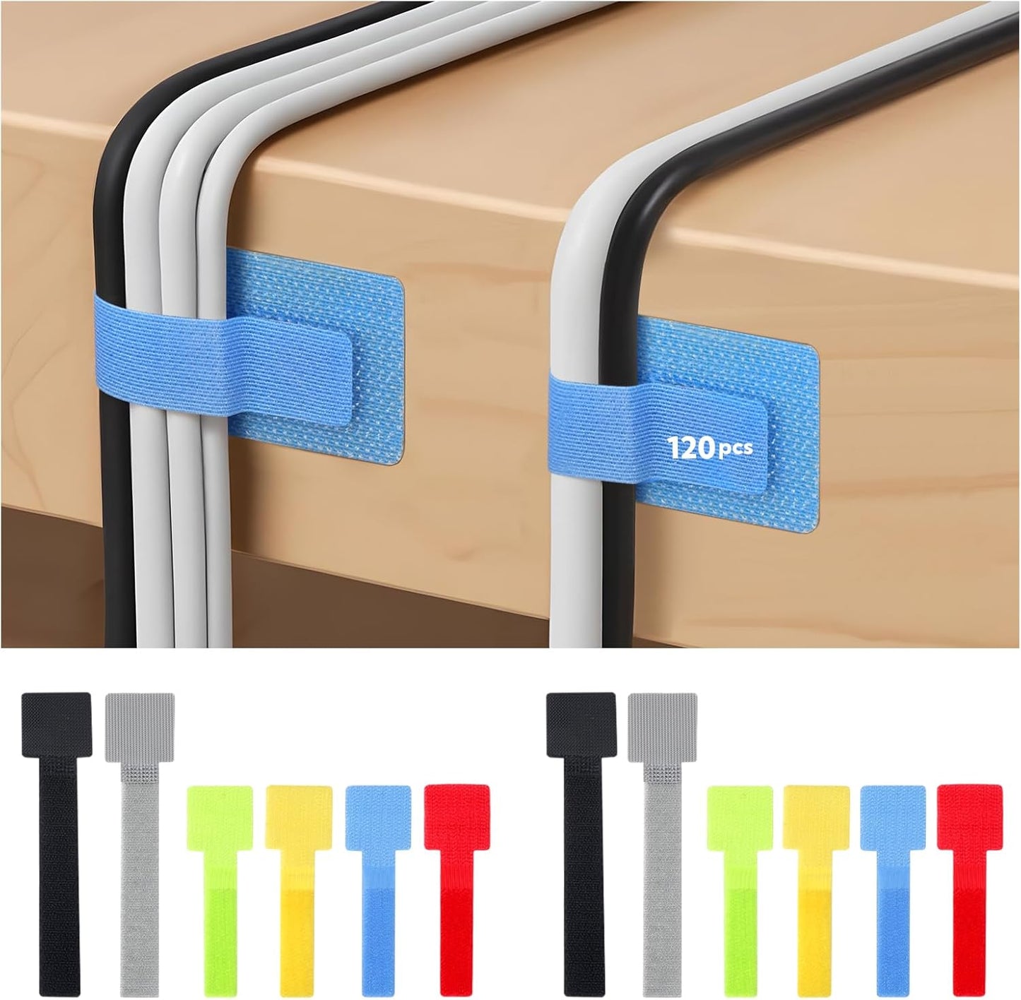 120 Pcs Multi-Color Cable Ties | Wire Management Set
