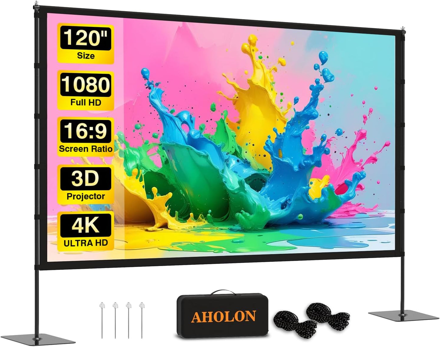 120 Outdoor Projector Screen - 4K HD Portable Cinema