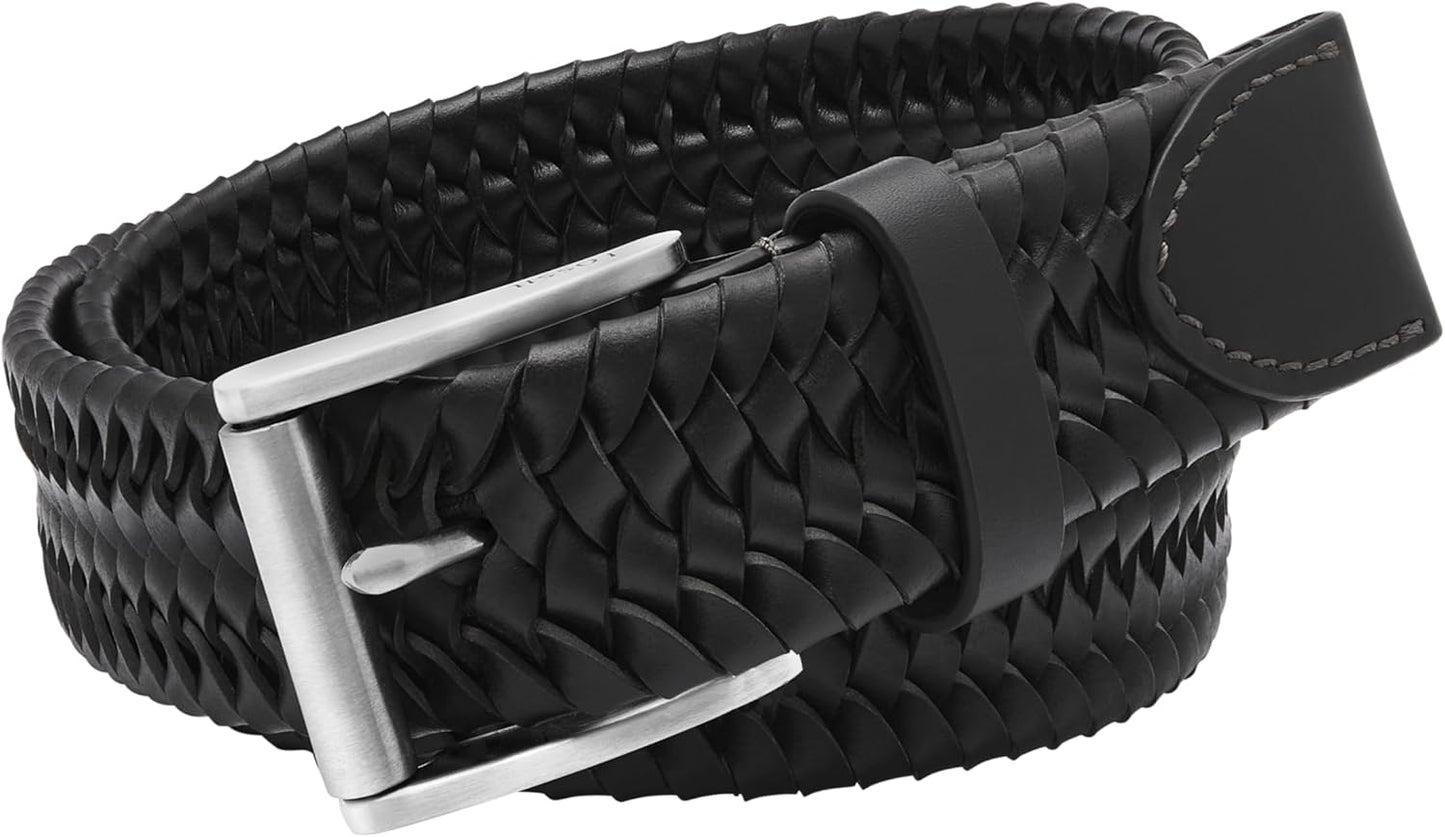 Fossil Men's Leather Belt - Stylish Black Accessory for Every Occasion
