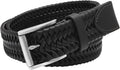 Fossil Men's Leather Belt - Classic Black Leather with Brushed Silver