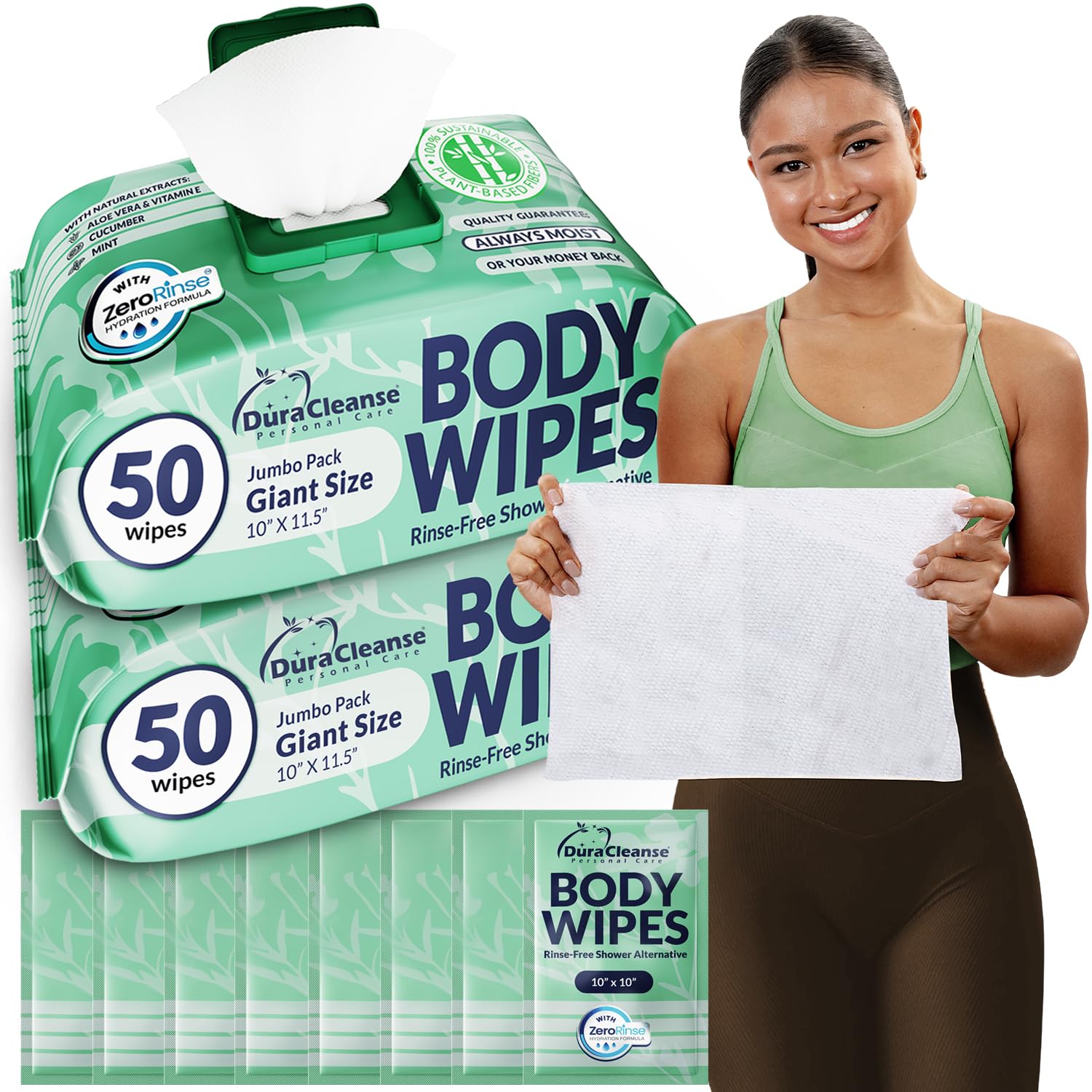 Body Wipes for Women - Extra Moist No Rinse Bathing Wipes