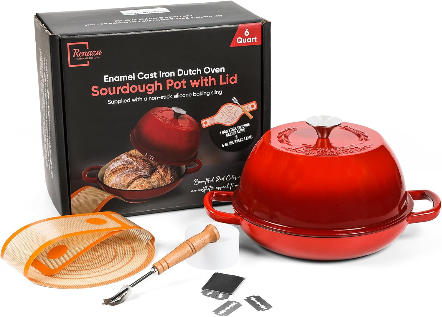 6 QT Enameled Cast Iron Dutch Oven for Perfect Sourdough Baking