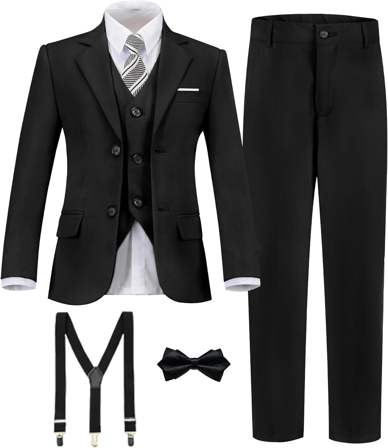Boy's Formal Suit 7 Piece Slim Fit Tuxedo for Kids and Teens