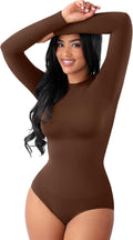 Shapewear Bodysuit for Women High Neck Long Sleeve - Plus Size Fit