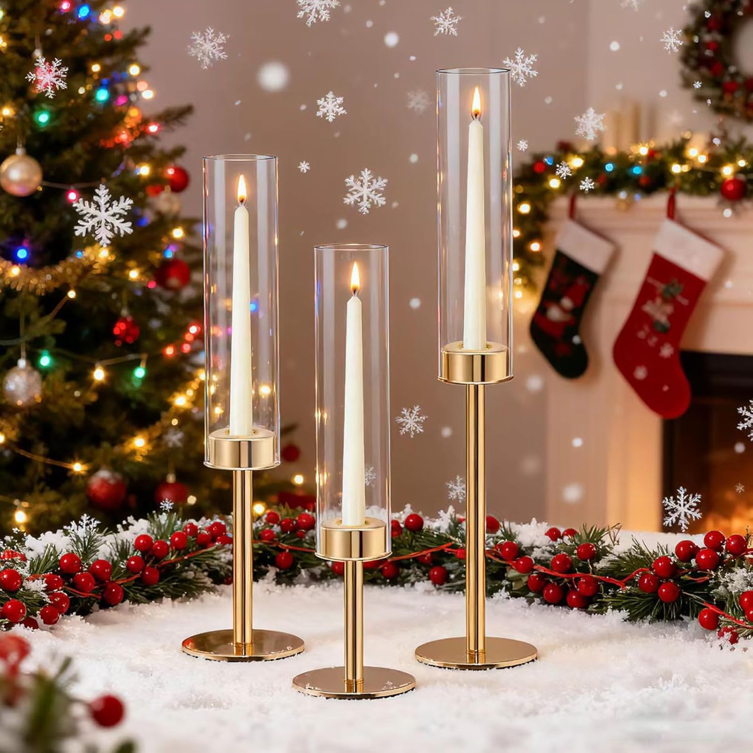 Rose Gold Taper Candle Holder Set for Elegant Home Decor