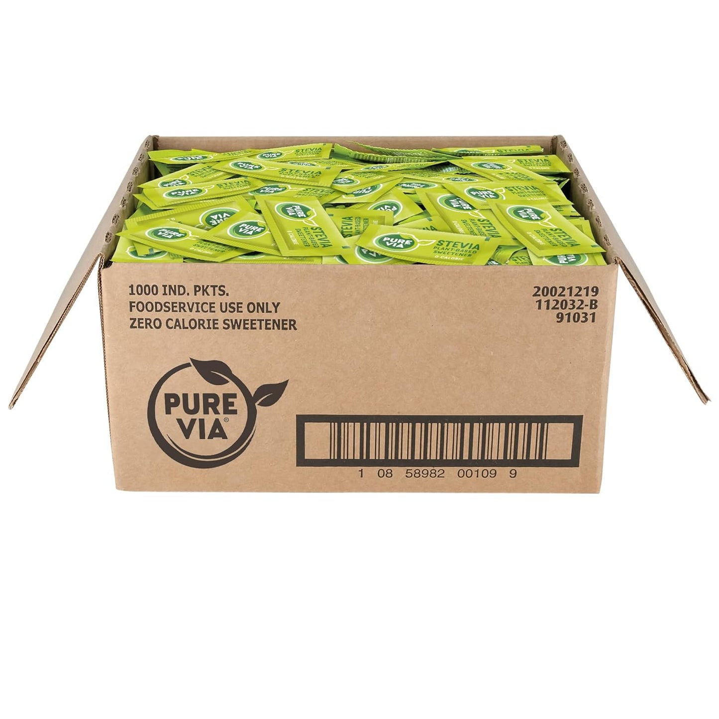 PURE VIA Stevia Sweetener Packets for Natural Zero Calorie Sweetness