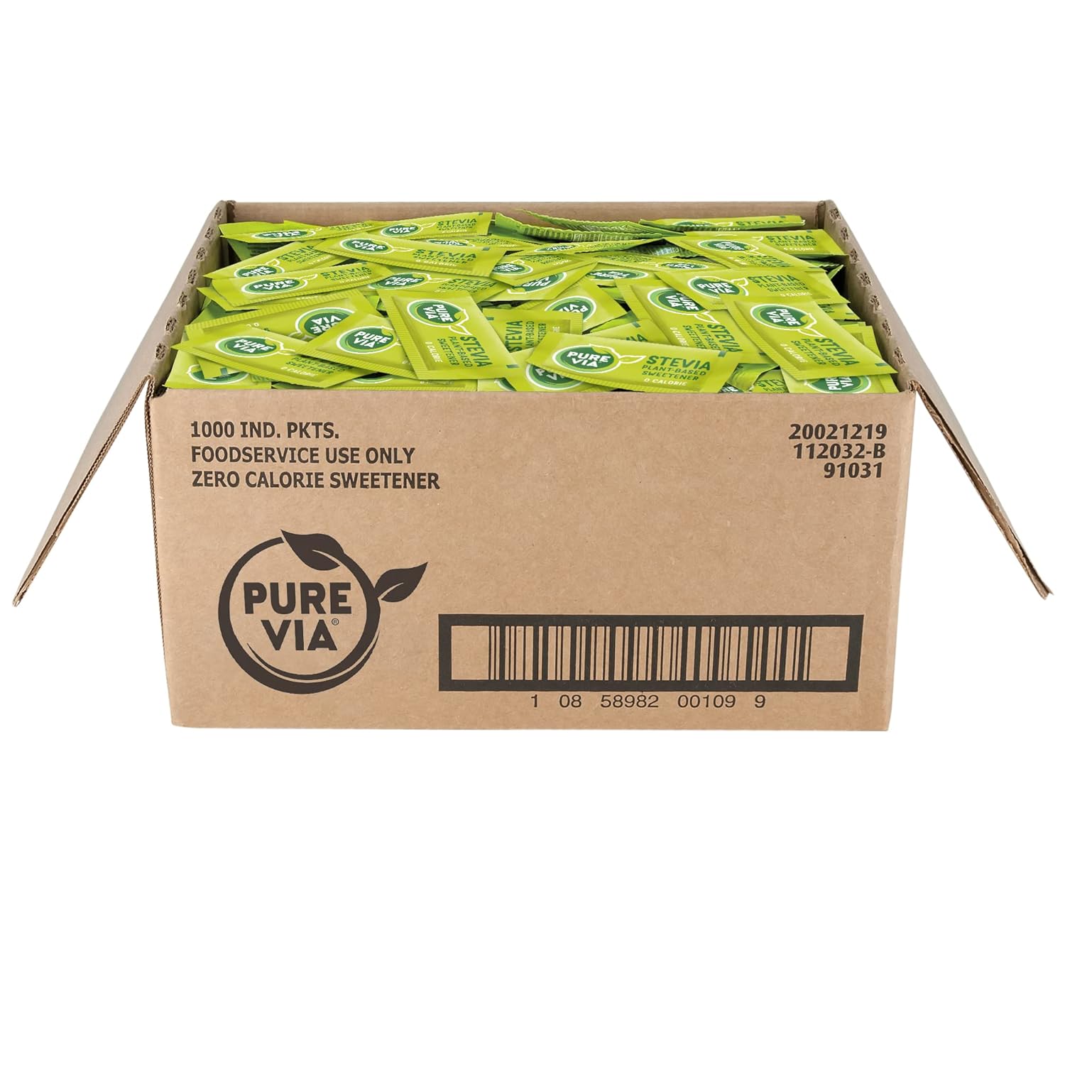 PURE VIA Stevia Sweetener Packets for Natural Zero Calorie Sweetness