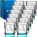 Personalized Square Shot Glasses Set of 12 Teal Bottom 2oz - Custom