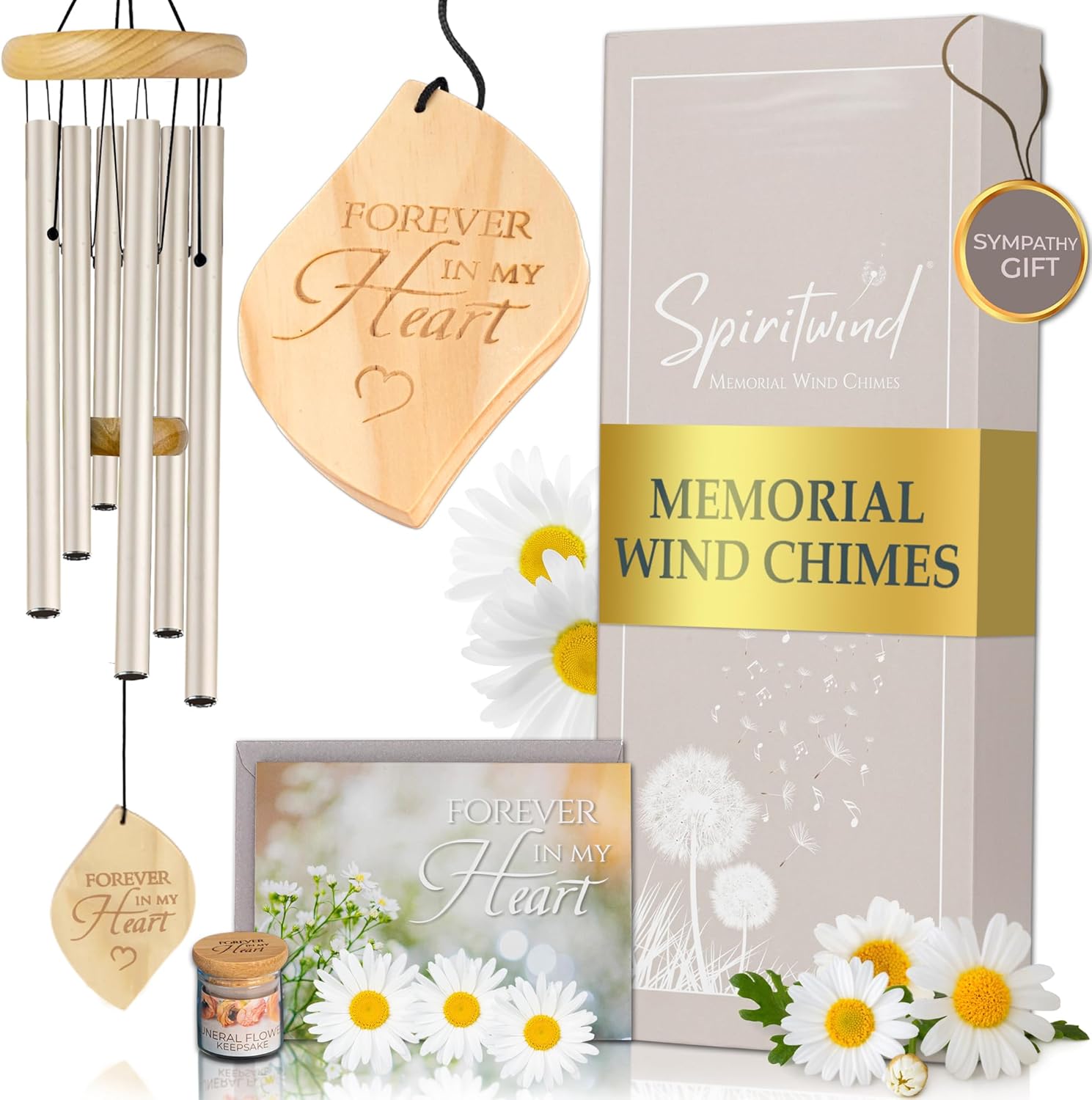 32 Inch Tranquil Pearl Memorial Wind Chimes for Loved Ones