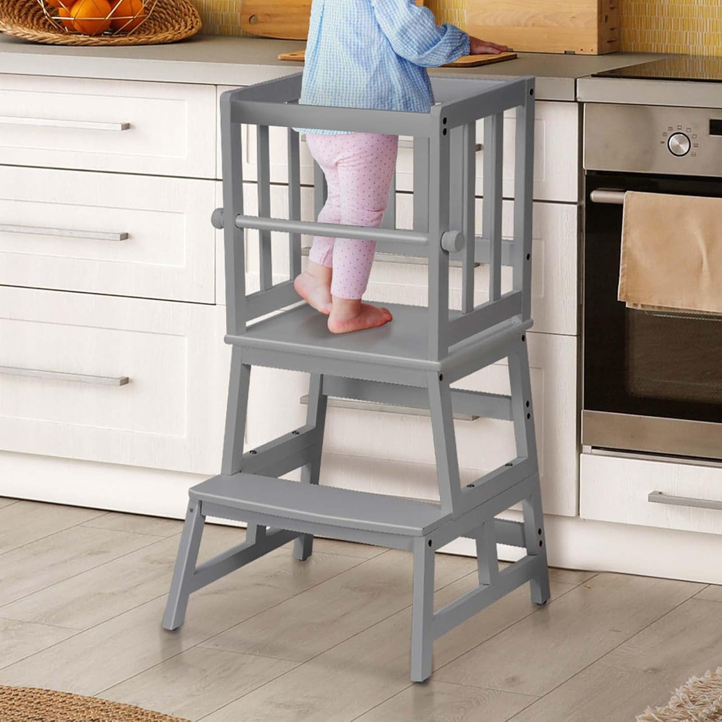 COSYLAND Kids Kitchen Step Stool Helper for Safe Learning
