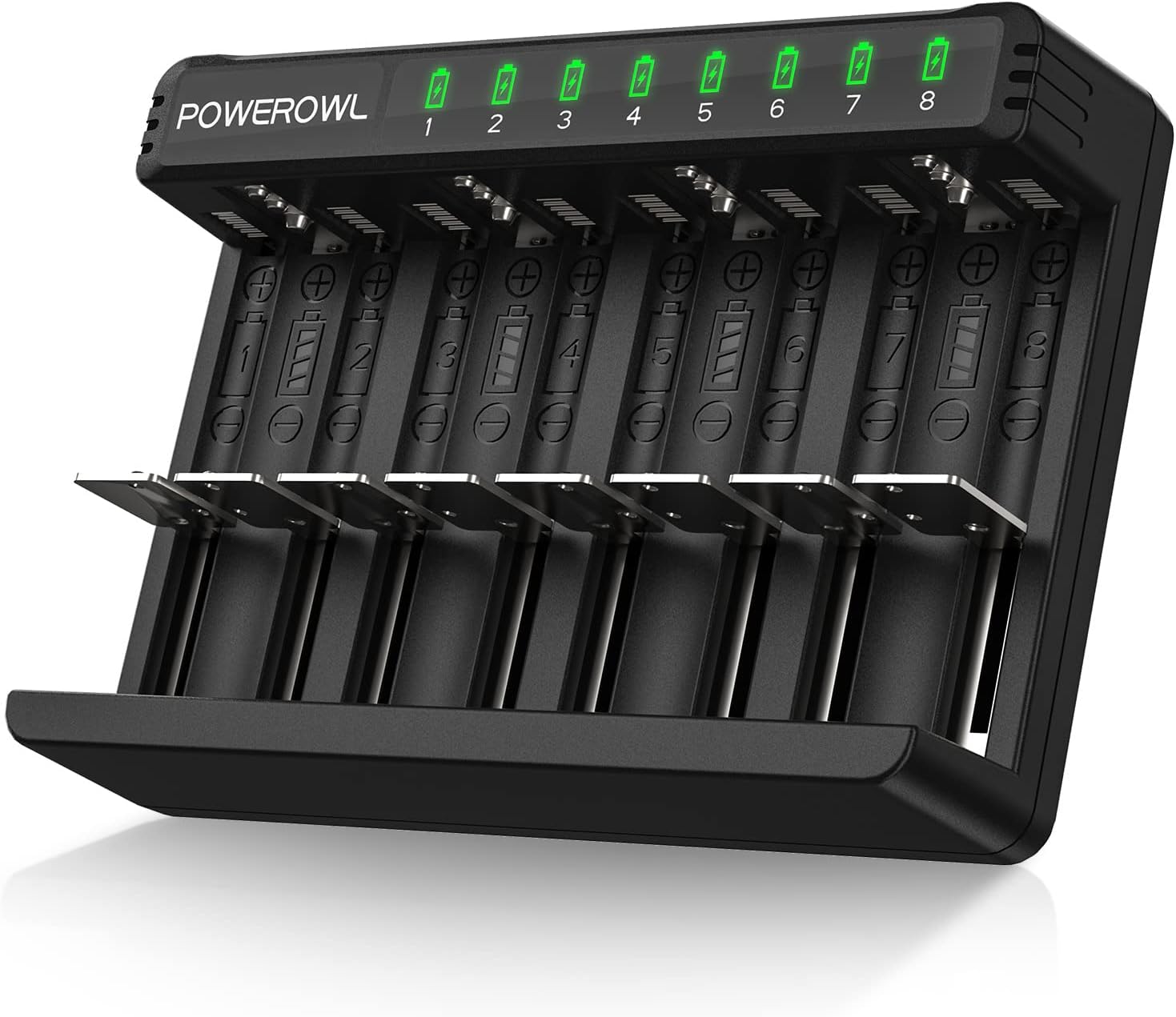 POWEROWL 8 Bay Battery Charger: Fast USB Charging