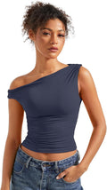 Women Off Shoulder Tops Sleeveless Crop Tank Top - Soft Stretch Fit