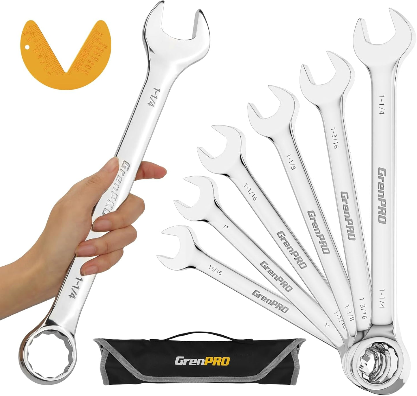 SAE Wrench Set - 7-Piece Long Open End Wrench Tools Set