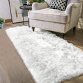 Latepis Runner Rug 2x10 White Faux Fur Runner - Fluffy Washable Runner