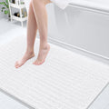 Chenille Bath Rug Mat 50x30 in White - Ultra Soft Plush Shower Mat