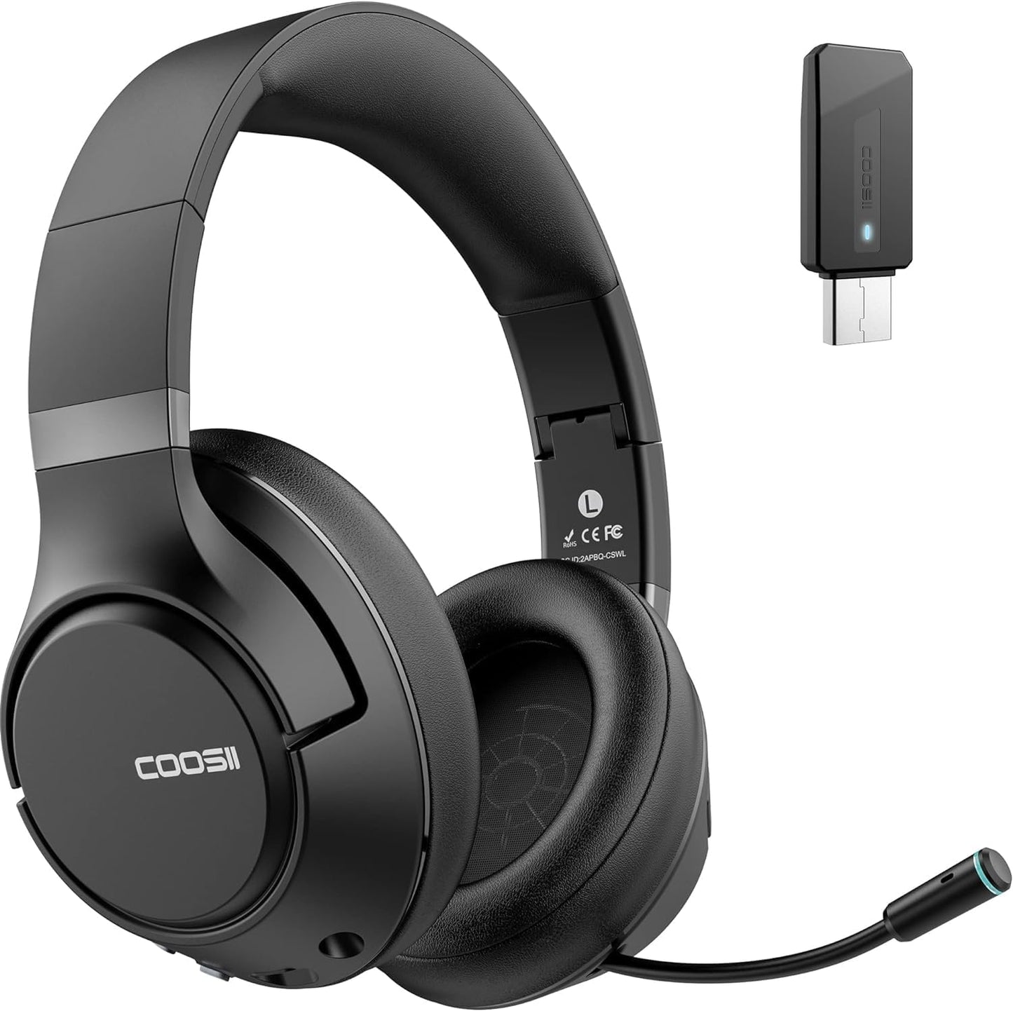 COOSII H300 Wireless Headphones: Noise-Canceling Mic for Office