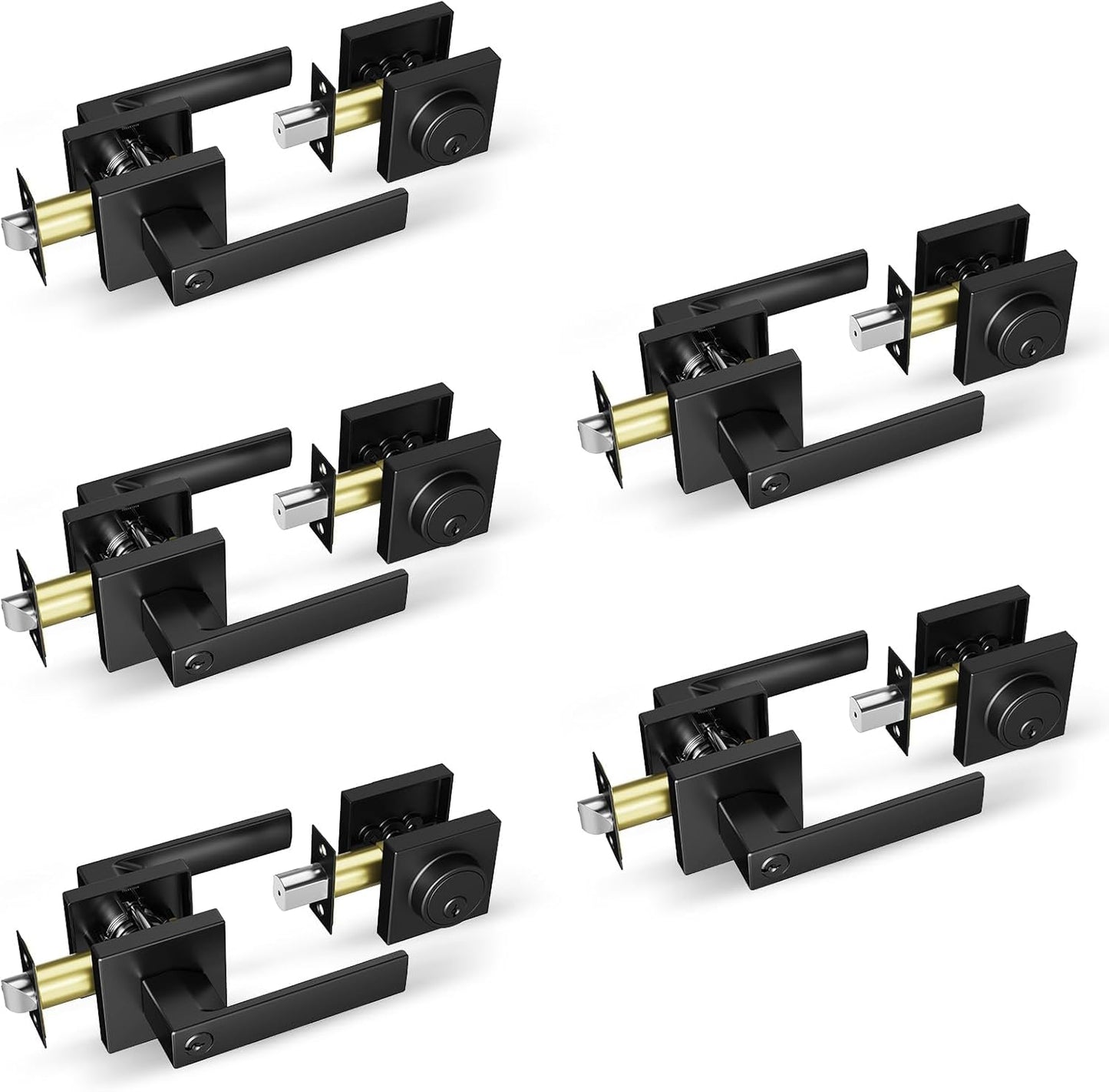 Cielsa Dawn Square Front Door Handle and Deadbolt Lock Set
