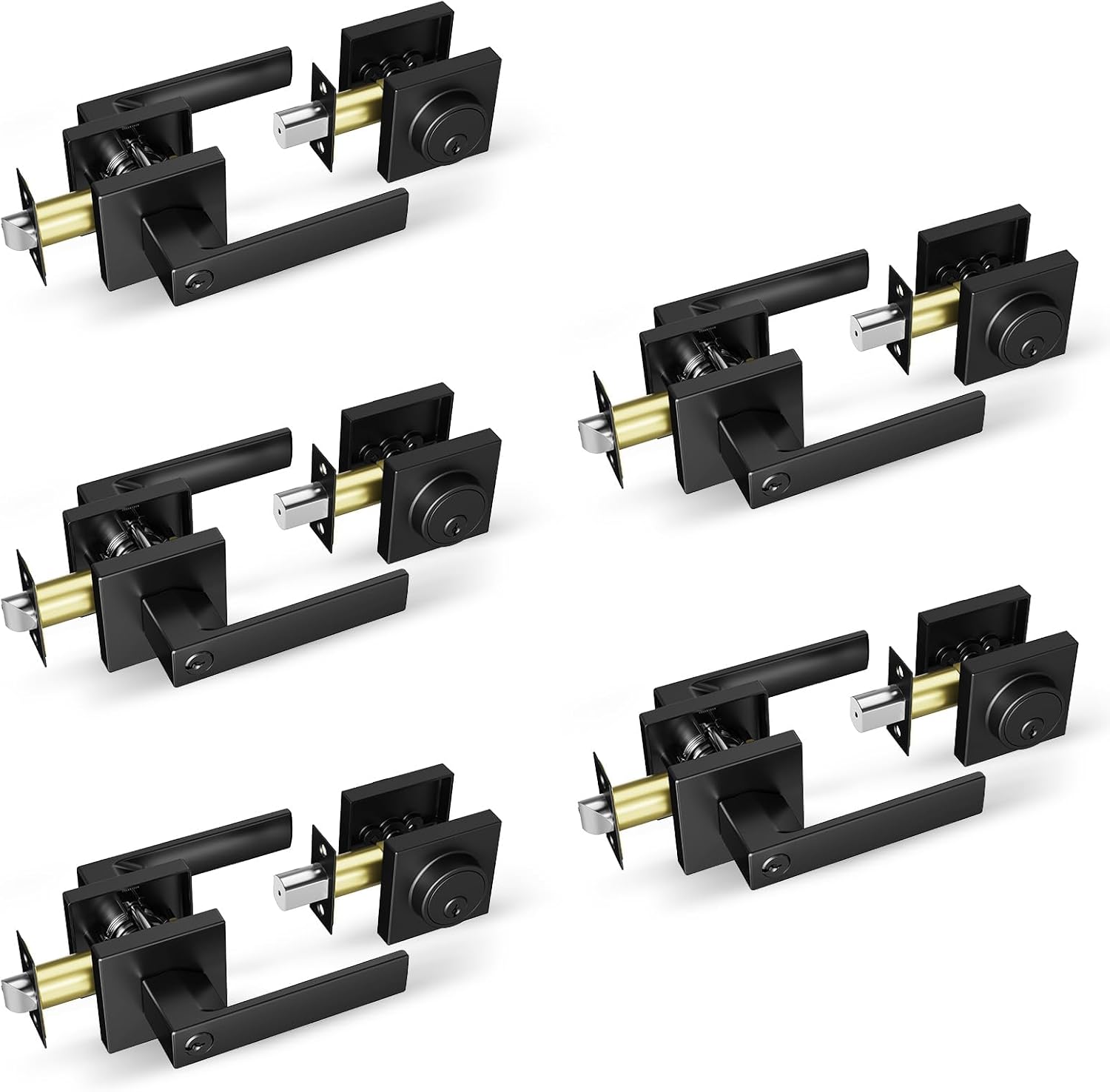 Cielsa Dawn Square Front Door Handle and Deadbolt Lock Set