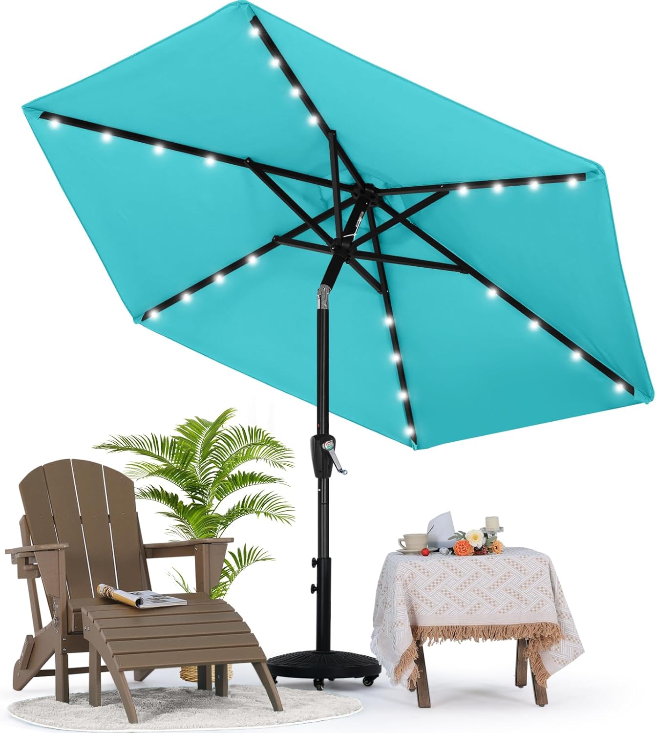 MASTERCANOPY 7.5ft Patio Umbrella with Solar LED Lights