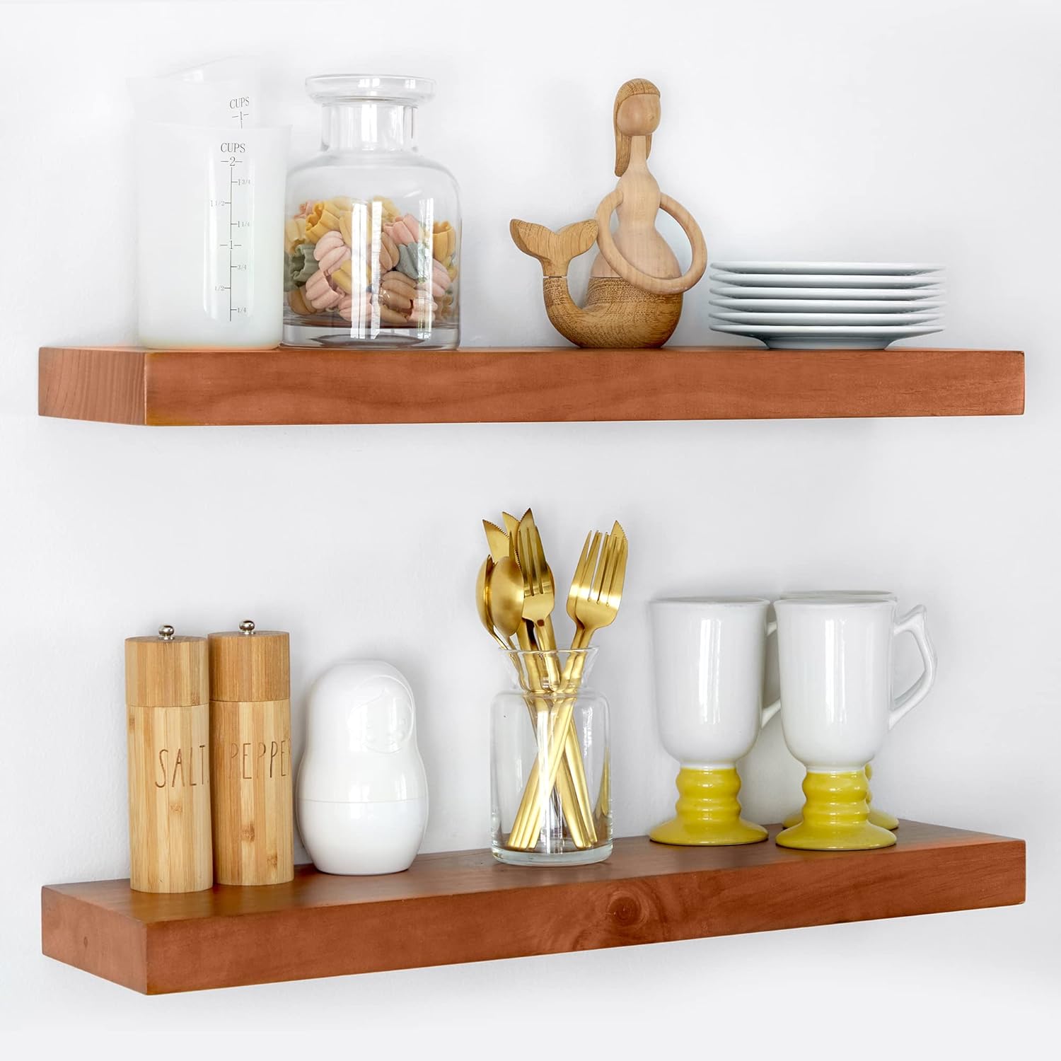 Homeforia 24in Oak Floating Shelf Set of 4 for Stylish Decor