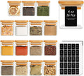 ComSaf 16Pcs Glass Spice Jars with Bamboo Lid - Organized Airtight Set