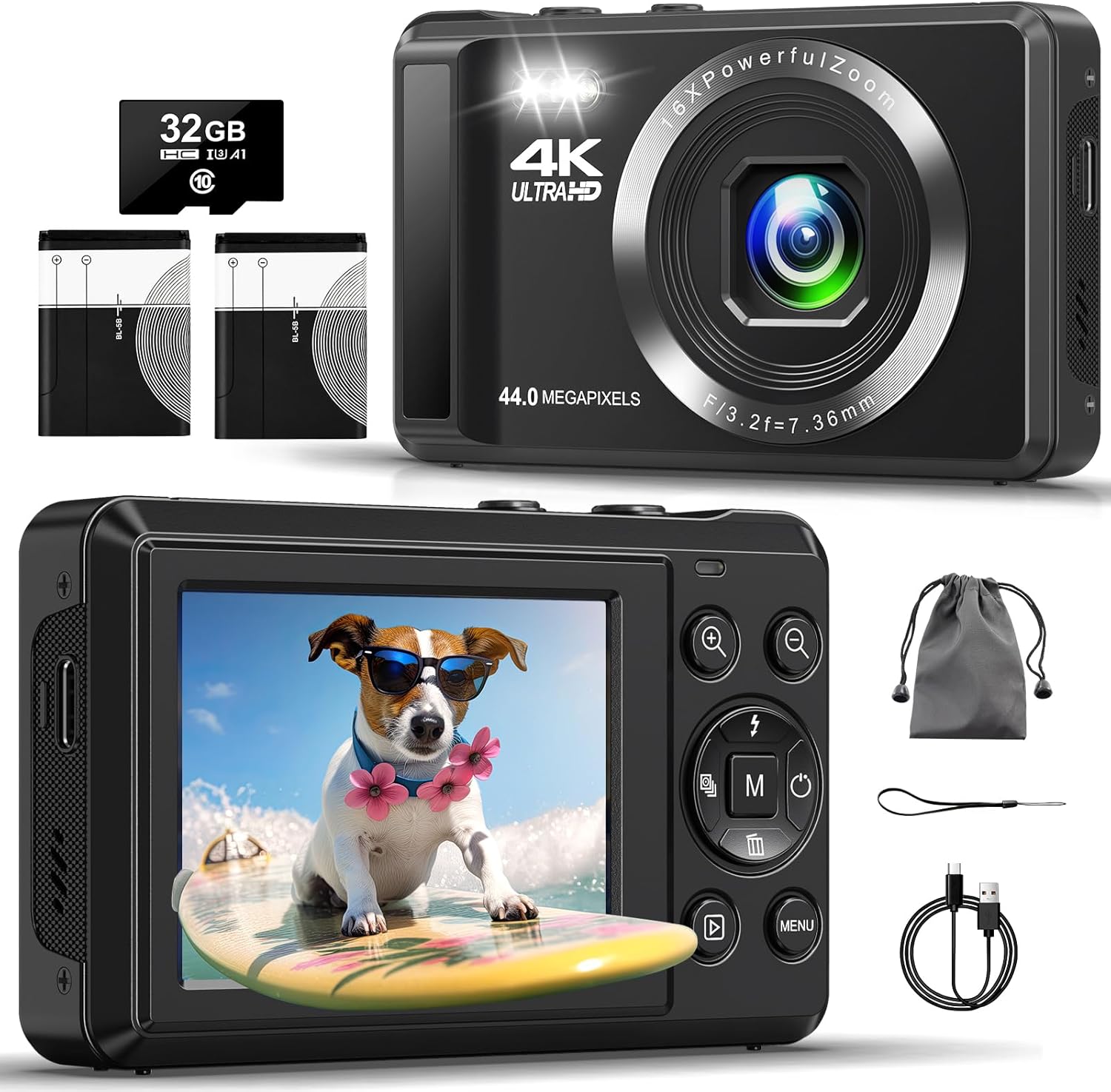 44MP 4K UHD Camera Bundle - Autofocus Vlogging Kit