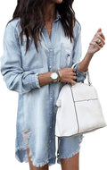 Stylish Zilcremo Women Denim Shirt Dress for Casual Outings