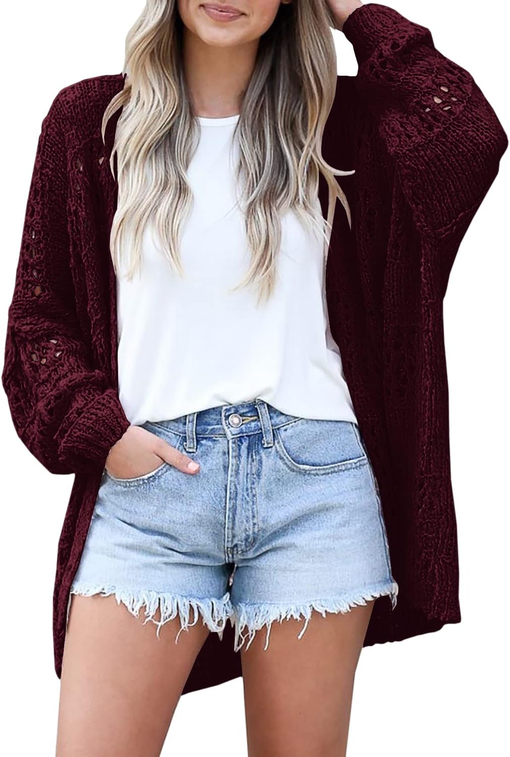 Mafulus Women's Crochet Cardigan Kimono: Boho Oversized Style