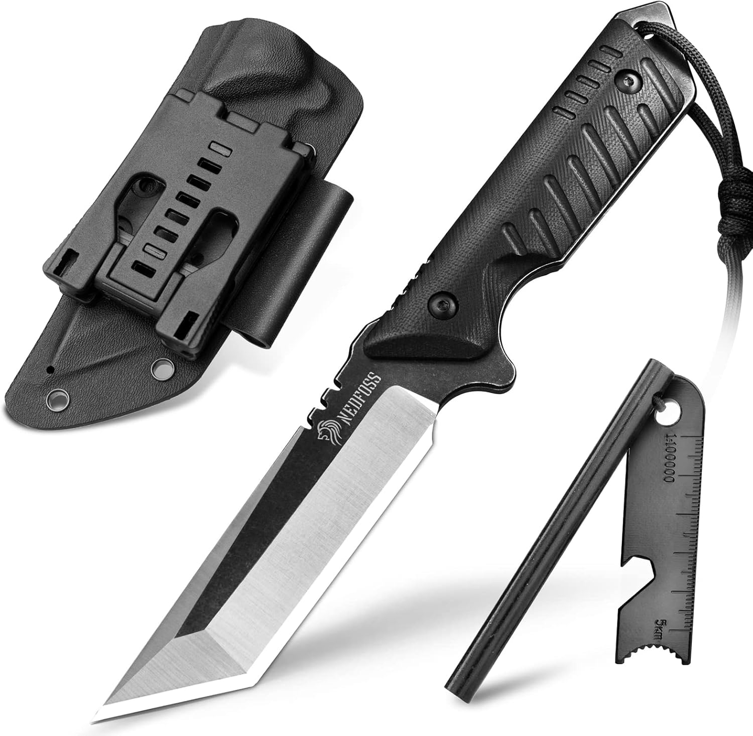 NedFoss Tactical Survival Knife with Fire Starter and Sheath
