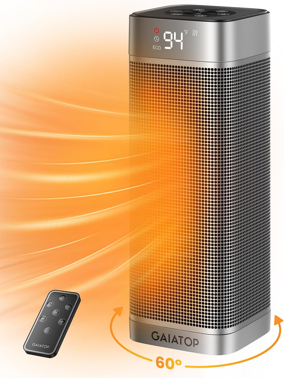 1500W Quiet Ceramic Heater, 5 Modes, Remote, Timer - Cozy Comfort