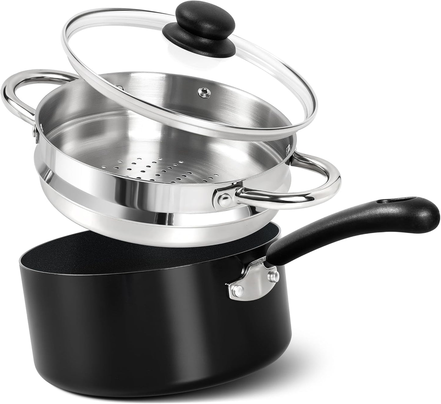 MICHELANGELO Nonstick 3 Quart Saucepan with Lid and Steamer
