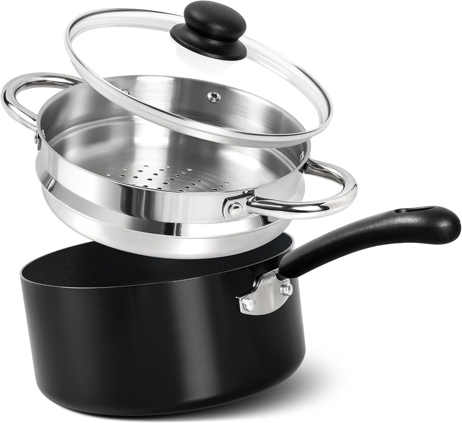 MICHELANGELO Nonstick 3 Quart Saucepan with Lid and Steamer