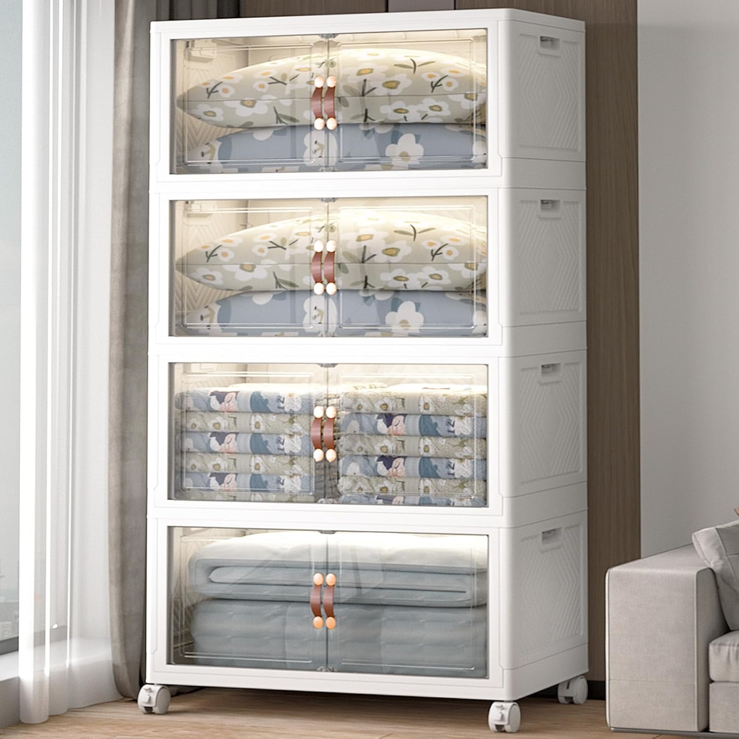 Extra Large Stackable Storage Bins with Lids and Wheels for Home