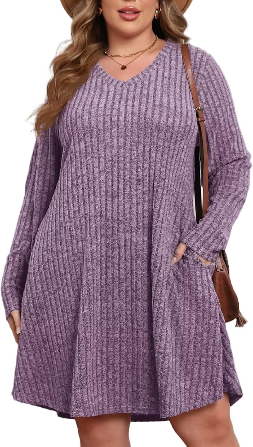 Plus Size Sweater Dress for Women with Pockets and Style