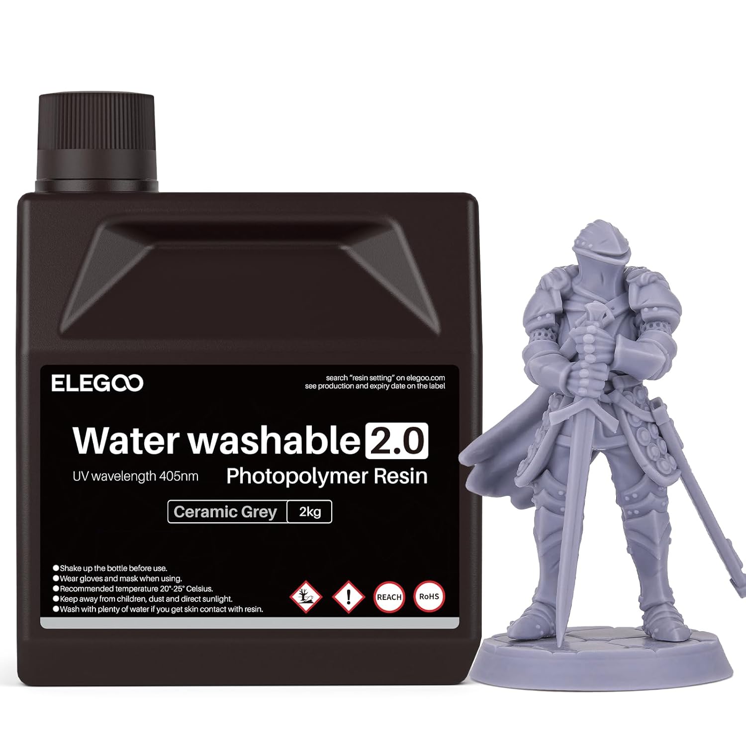 ELEGOO Upgraded Water Washable Resin 2.0 for 3D Printing